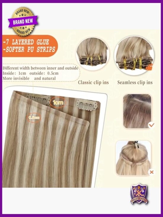 Seamless Clip In Hair Extensions Real Human Hair 18 inch 8 Pcs 120g Volume